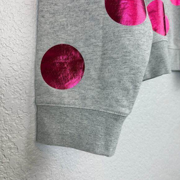 Boden Hannah Printed Sweatshirt Metallic Pink Dots Gray Cotton XL Dopamine Happy - Picture 4 of 8